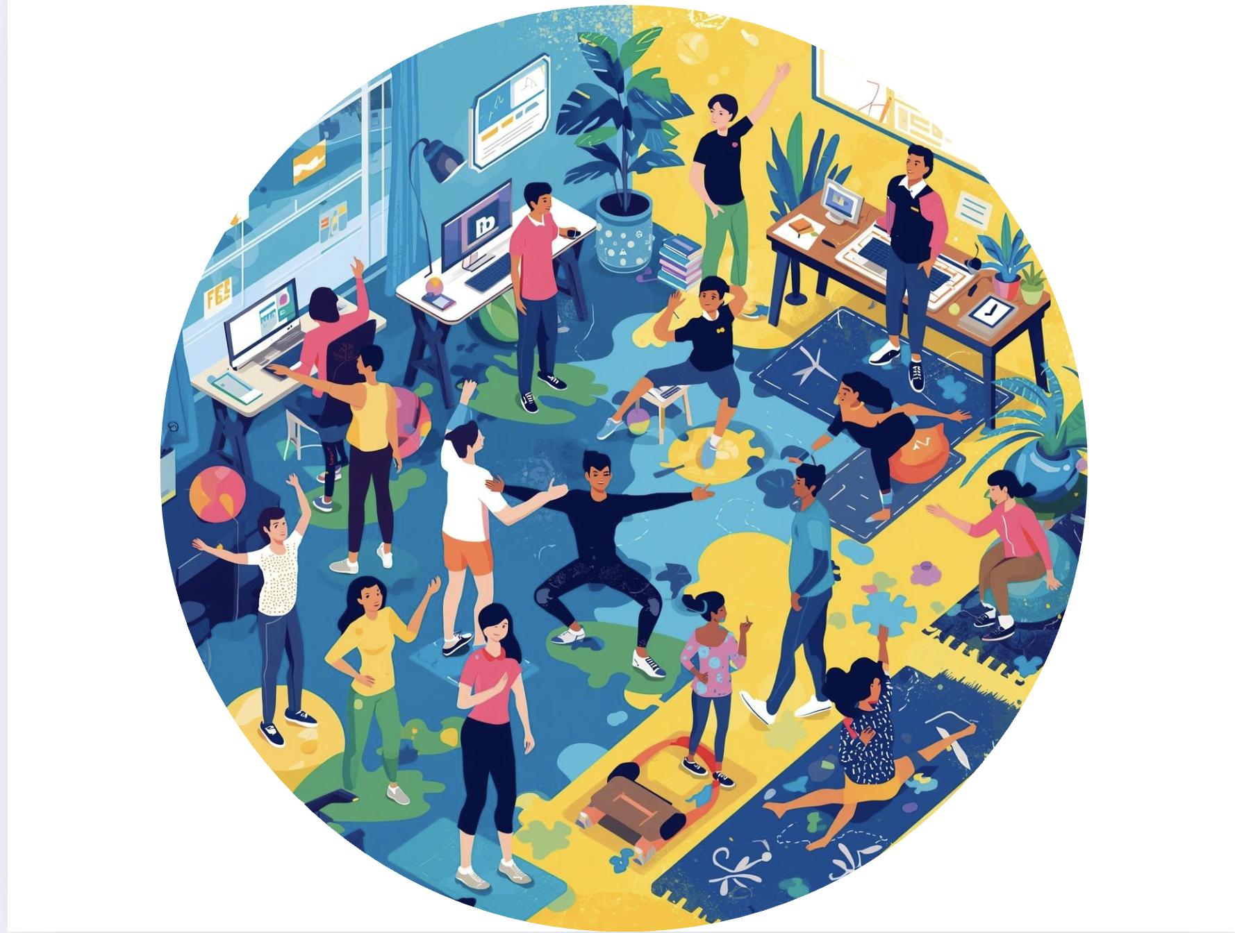 Ideal office setup with movement and ergonomics